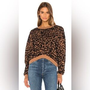 Revolve J.O.A. Leopard Sweater Top in Tan Multi
